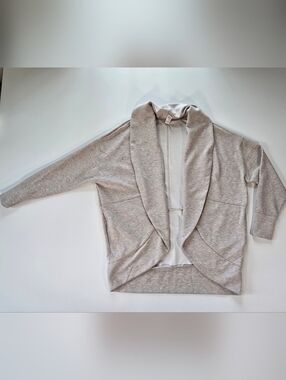 Draped Open-Front Women's Sweater Cardigan - Light Taupe Sz M